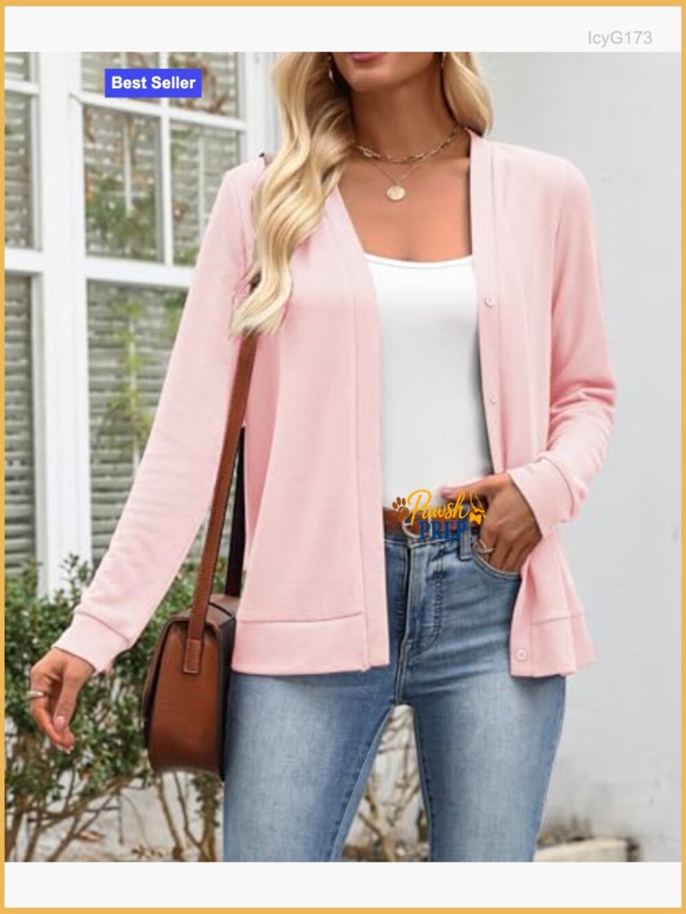 Womens V Neck Long Sleeve Button Down Cardigan Sweater Lightweight Knit - Picture 5 of 7